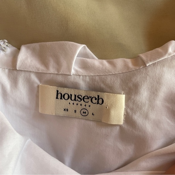 House of CB- Le Puff White Cotton Tulle Mini Dress Square Neck Romantic Size M - Picture 15 of 16